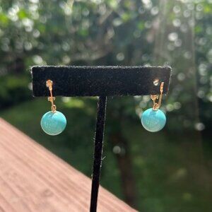 CINER Blue Glass Bead Dangle Vintage EARRINGS